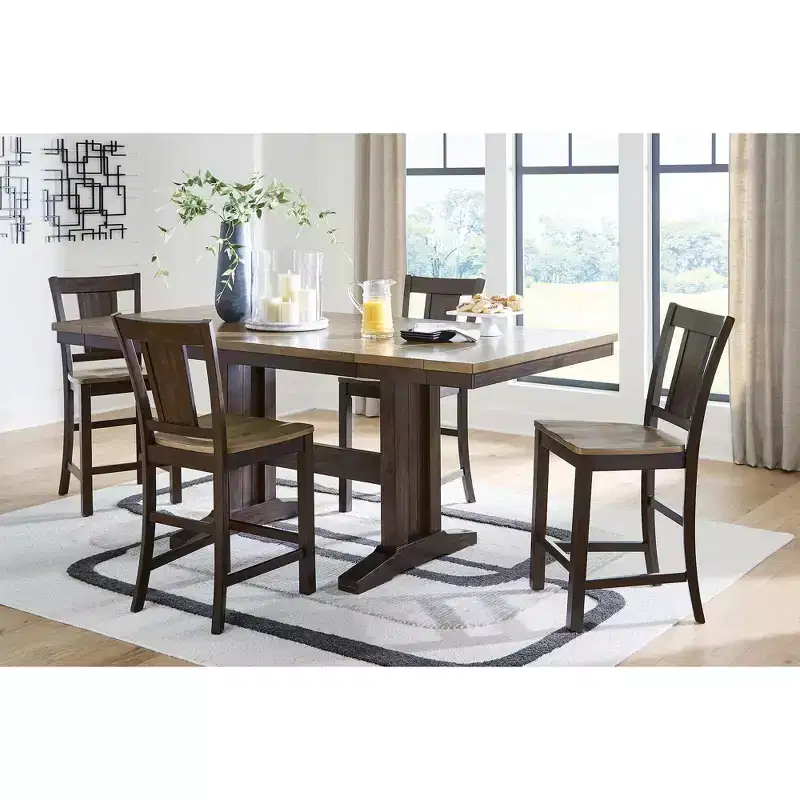 Signature Design by Ashley Sharlander Counter Height Barstools, Set of 2, Light Brown and Dark Brown Finish