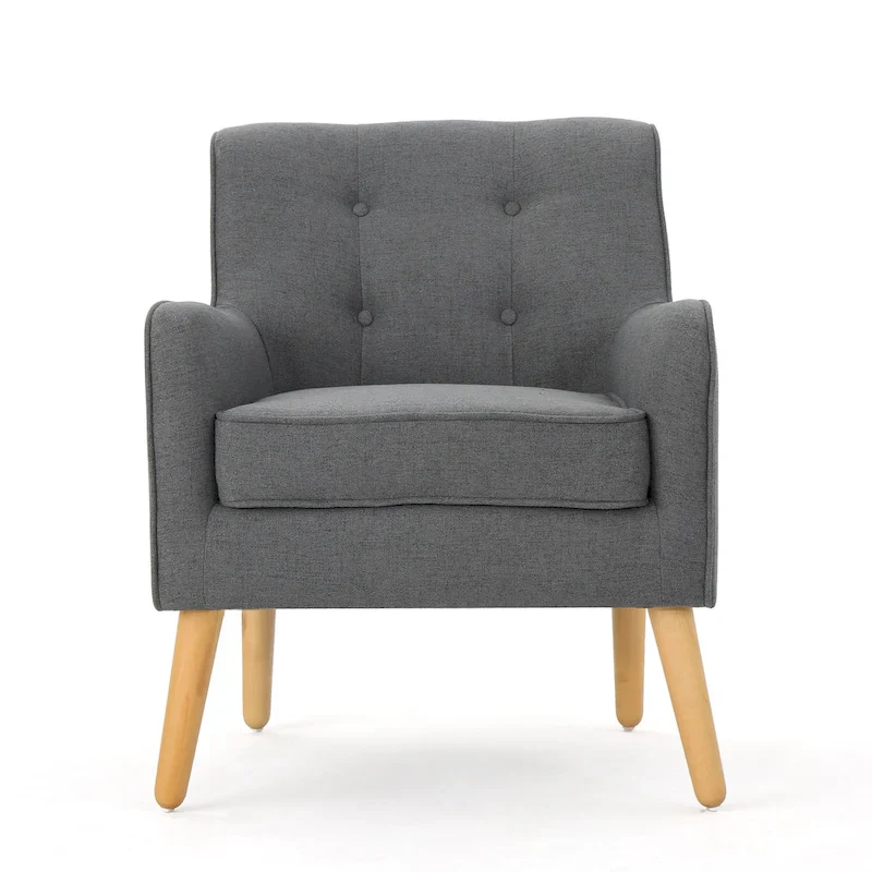 Upholstered Button-Tufted Accent Chair with Iron Hairpin Legs