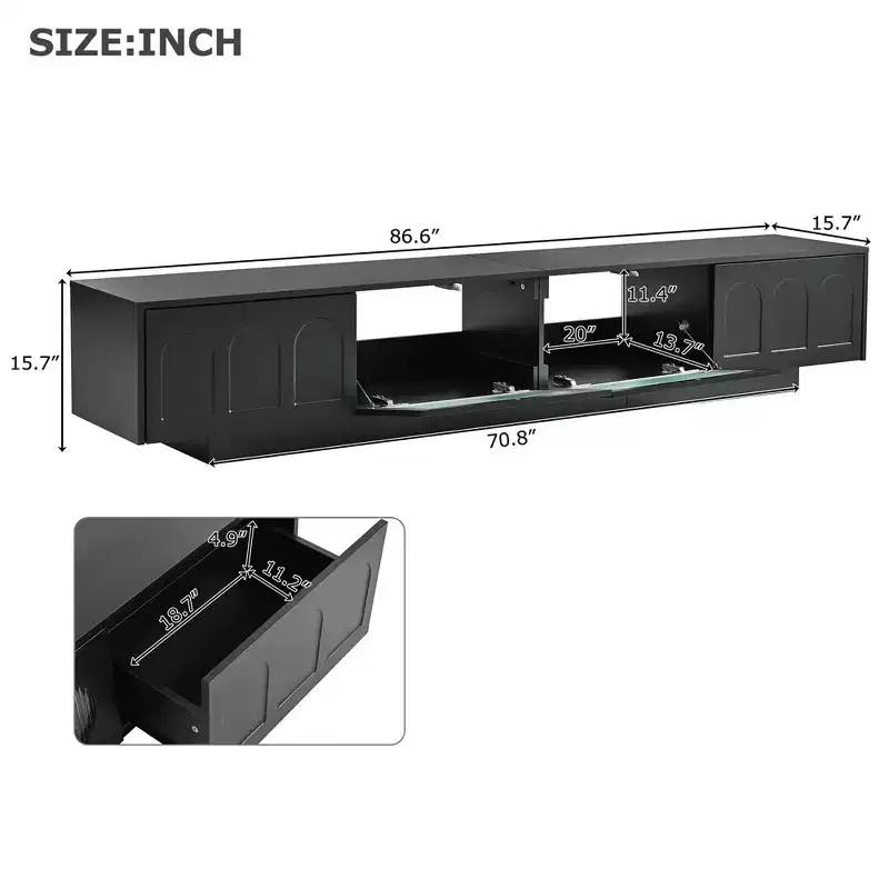Farmhouse TV Stand for 70-Inch TV, 63 Entertainment Center with Storage, Modern Media Console Table for Living Room, Bedroom (White)