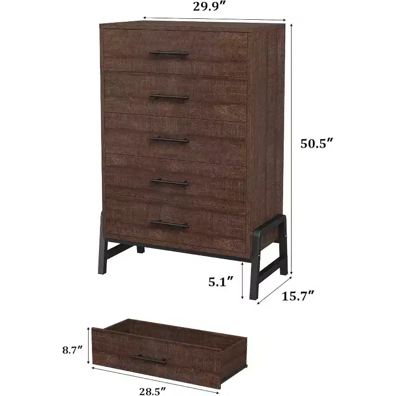 46.6 Tall 6-Drawer Dresser - Freestanding Wood Storage for Bedroom & Living Room