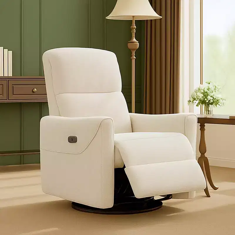 Power Swivel Glider Recliner Chair, Linen, Electric Rocker with USB Port, Lumbar Support, for Living Room, Bedroom, Nursery