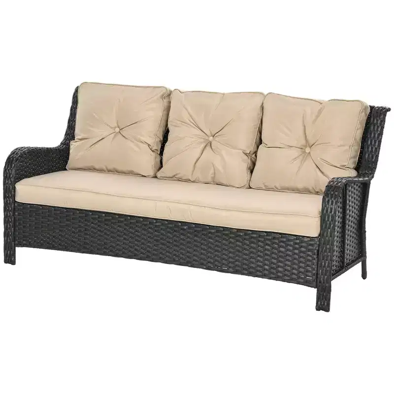 3-Seater Outdoor Sofa w/ 4 Thick Cushions, Outdoor Couch
