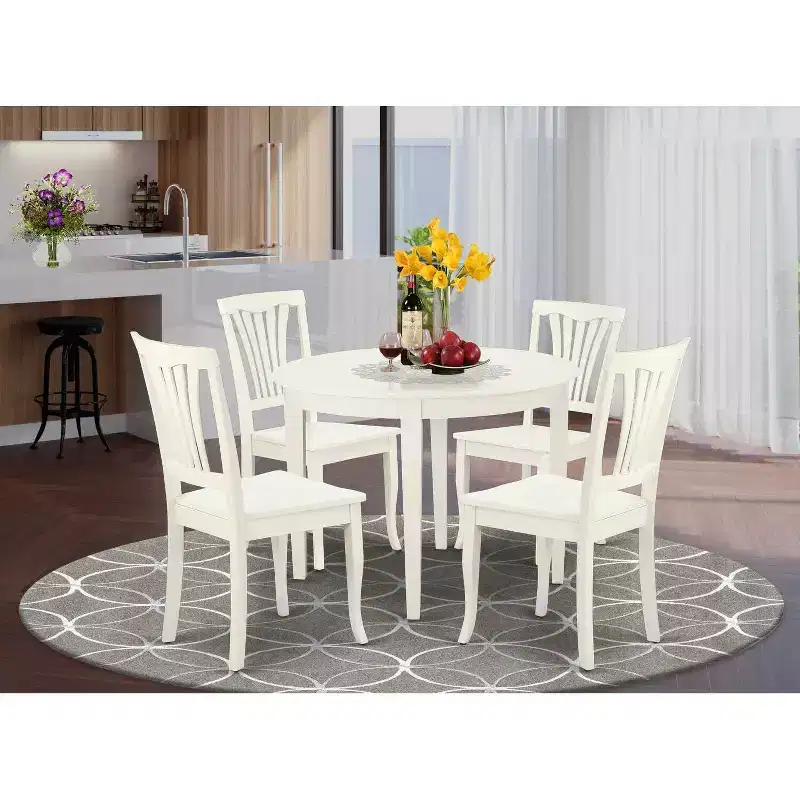 Retro Round Dining Set 5Pc - 42 Inch Table & 4 Chairs - Renaissance Style Kitchen Furniture