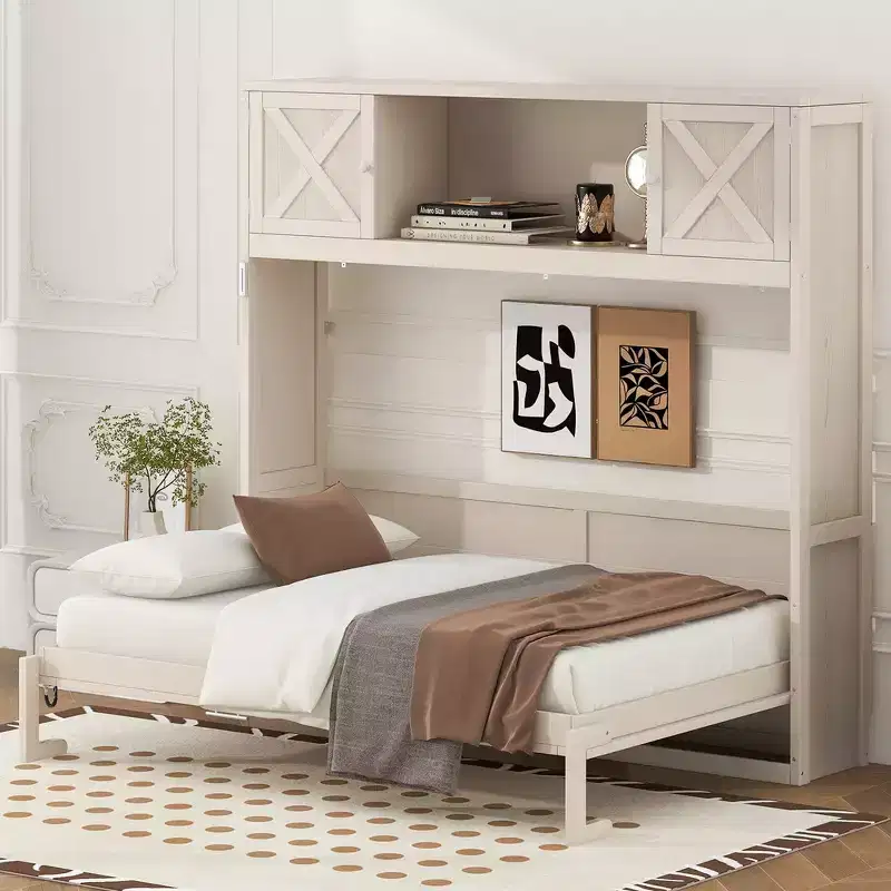 Whisen Full Size Murphy Bed with Storage Cabinets