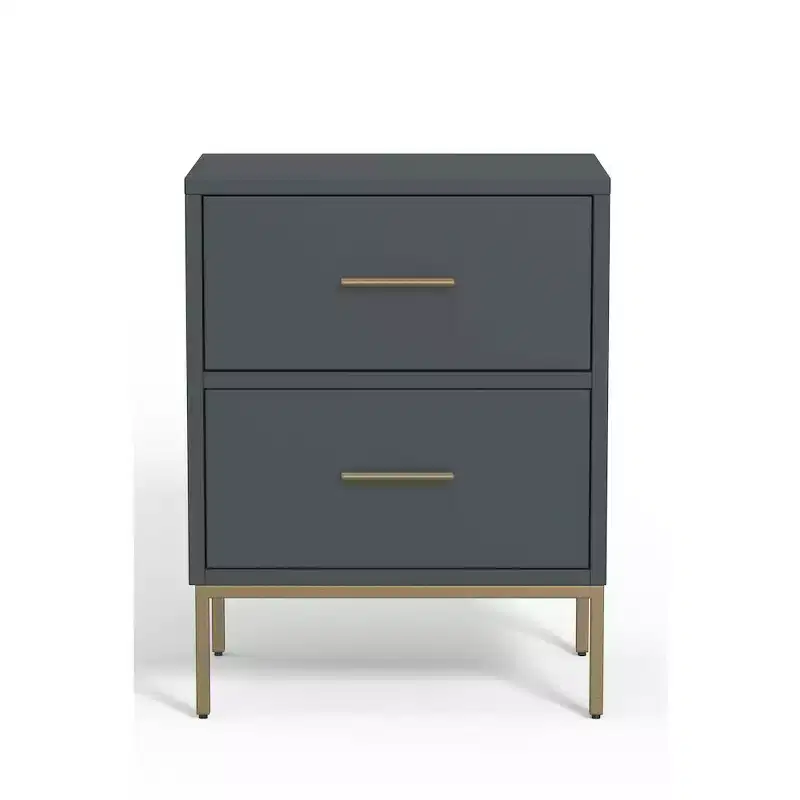 Alpine Furniture,Madelyn Two Drawer Nightstand, Slate Gray