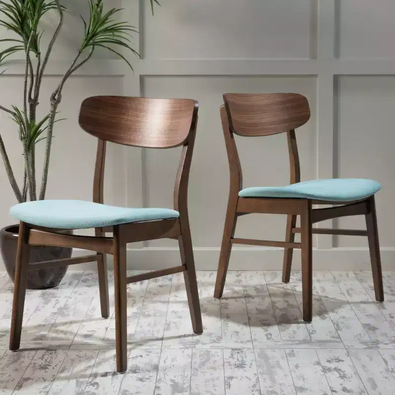 Christopher Knight Home Lucious Modern Upholstered Dining Chairs (Set of 2), Mint/Walnut