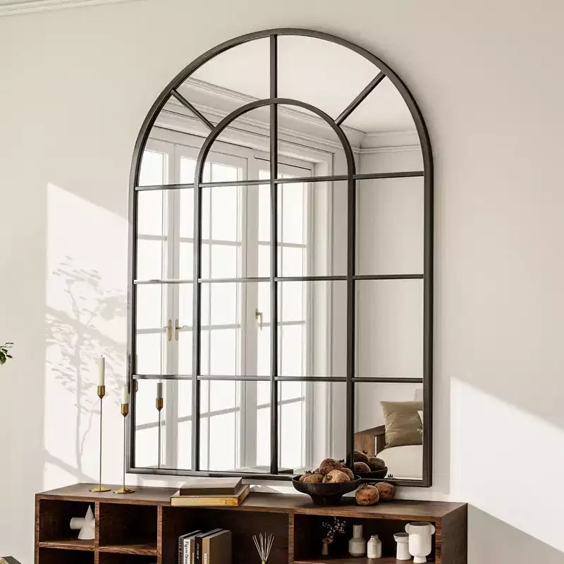 BEAUTYPEAK Black Frame Window Pane Wall Mirror Bathroom Mirror 24 x36