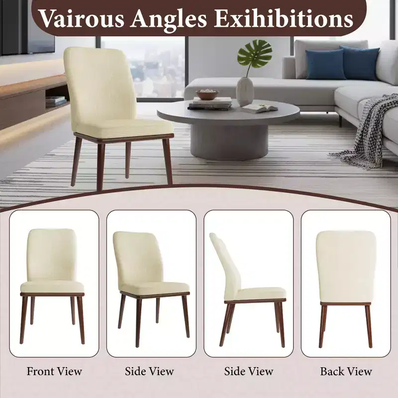 Medieval Style Dining Chairs, Upholstered Seat with Padded Cushion, Wooden Frame & Legs, Easy Assembly Accent Chairs for Dining Room