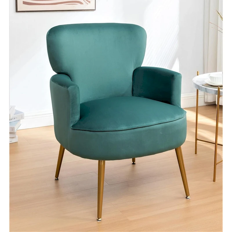 US Pride Furniture Trendy Velvet Accent Chair with Gold Metal Legs Upholstered Armchair
