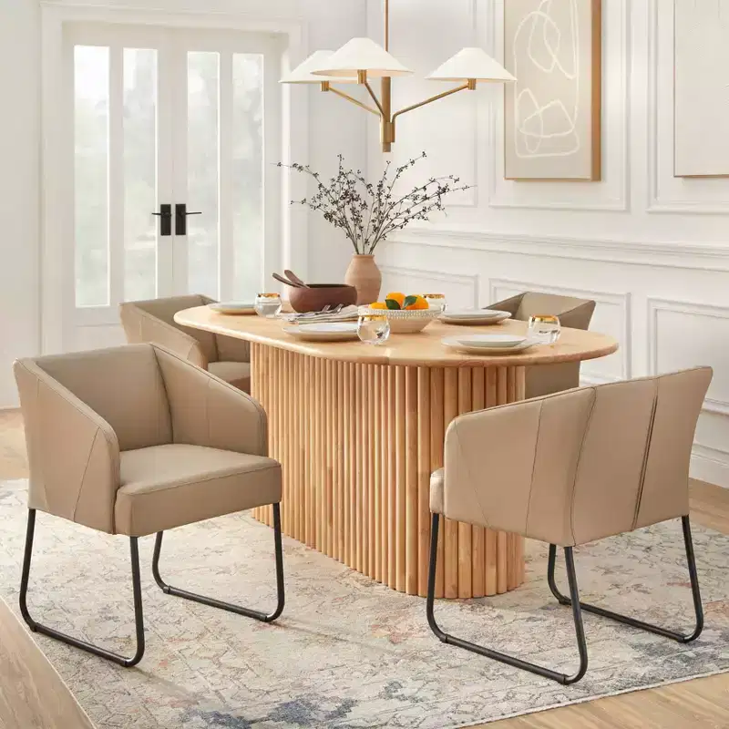 5-Piece Oval Dining Set – Rubberwood Table 78.5