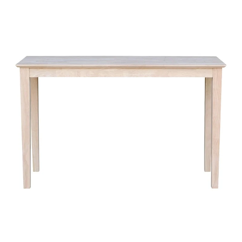 Console Table – Unfinished Parawood, Butcher Block Top, Wood, Single-Person Assembly