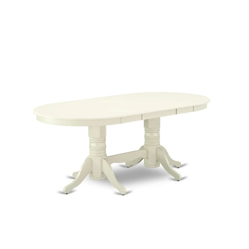 East West Furniture 9 Piece Kitchen Table Set- an Oval Dining Table and 8 Cream Linen Fabric Parson Chairs, Linen White