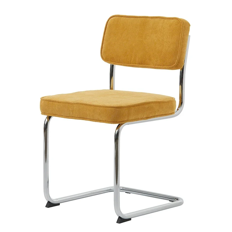 Rye Studio Corduroy Dining Chairs with Chrome Legs, Set of 2