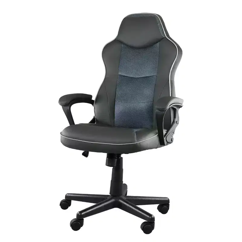High Back Faux Leather Adjustable Office Chair in Charcoal Grey