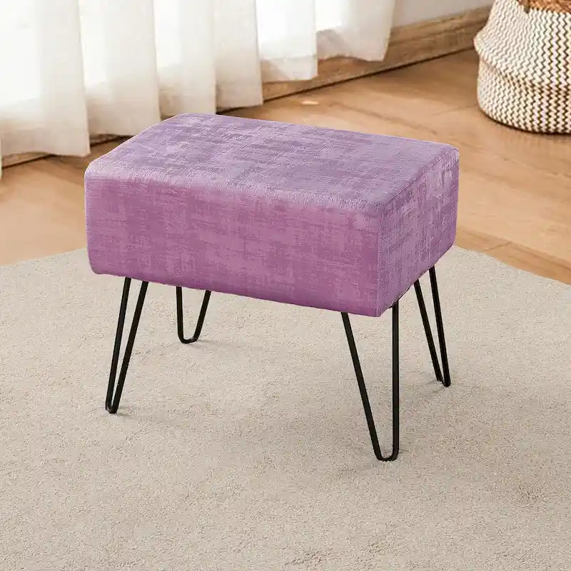 Textured Velvet Ottoman