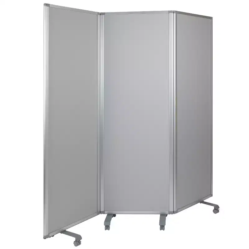 Double Sided Mobile Magnetic Whiteboard/Cloth Partition with Lockable Casters, 72H x 24W (3 sections included)