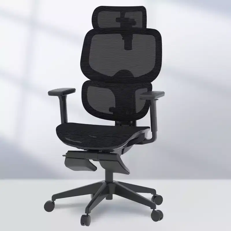 FLEXISPOT C7 Ergonomic Office Chair With Footrest, Mesh Seat, Black