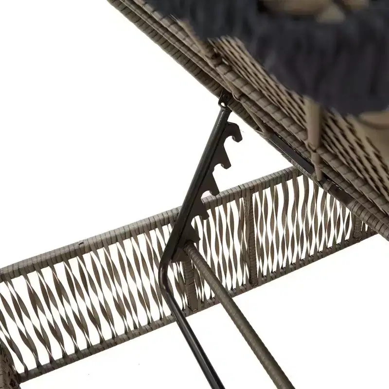vidaXL Sun Lounger Grey PE rattan Standard Adjustable Armrests Lounger