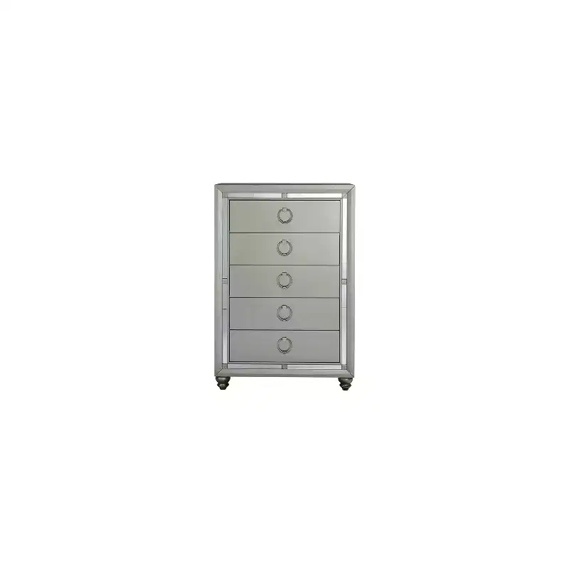 HomeStock 19 in.H Metal Vertical Dressers with 5 - Drawers in Silver Finish