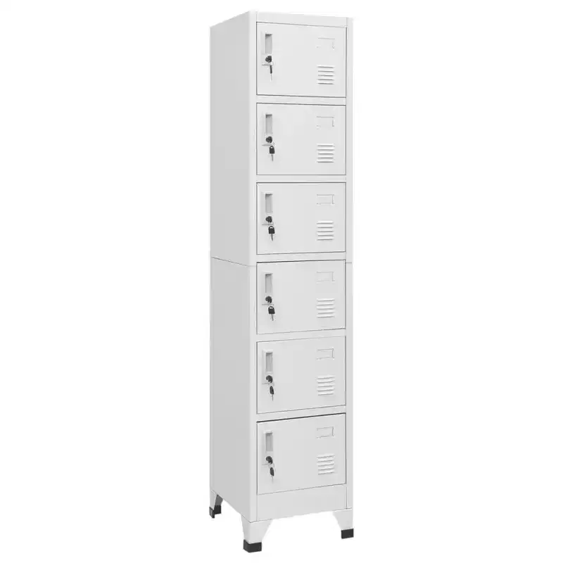 Gray Steel 6-Door Locker Cabinet, 6-Person