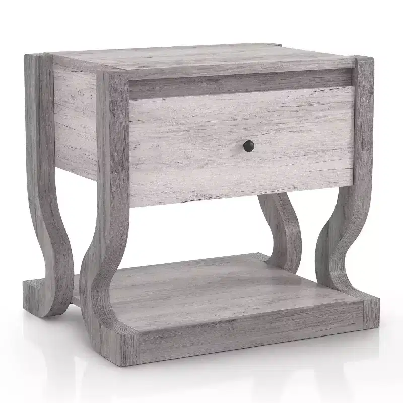 miBasics Brunswicke Transitional 1 Drawer End Table Coastal White: Bedroom Storage, Pedestal Design