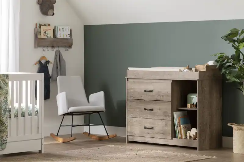 3-drawer Changing Table - Weathered Oak