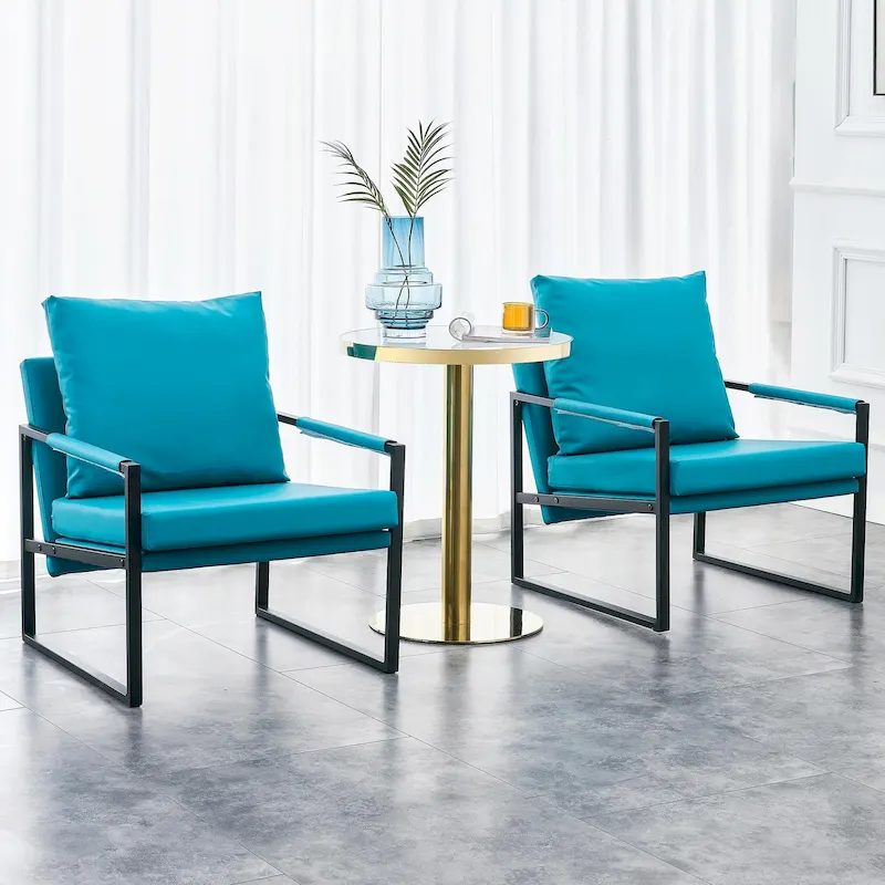 Ouyessir Set of 2 Modern Velvet Accent Chair Linen Sling ArmChair