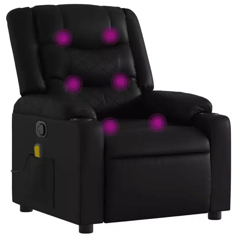 vidaXL Massage Recliner Chair Black - Manual Push Back