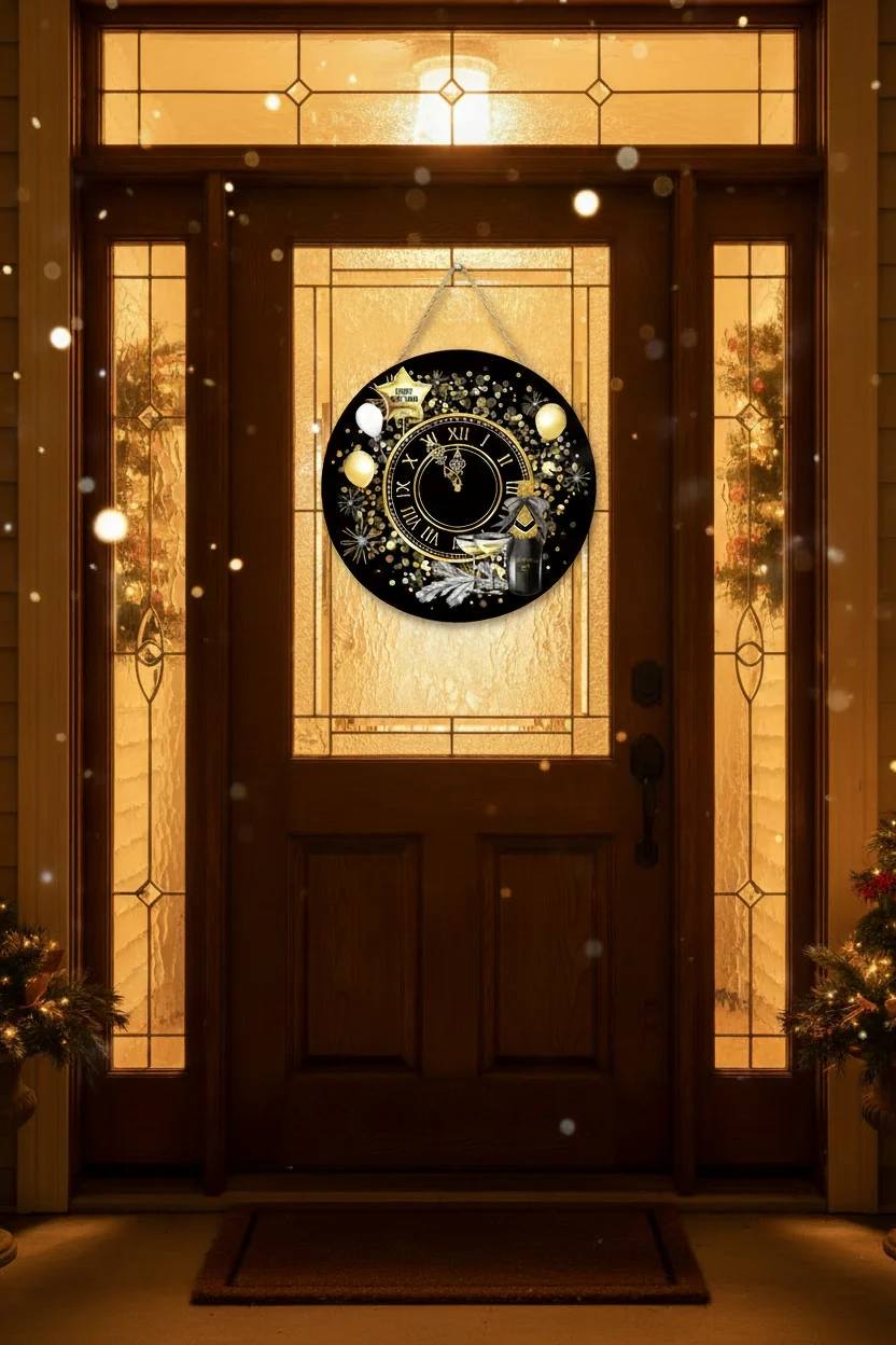 Premium New Year Wooden Wall Hanging for Home and Office Decor, Decorative Holiday Party Ornament,Home Decor Item (10 Inches)