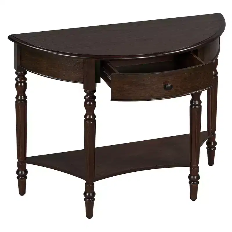 Polibi Farmhouse Crescent Entry Console with Drawer & Shelf