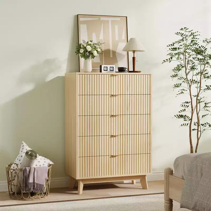 Wood 3-Drawer Fluted Dresser 32''H