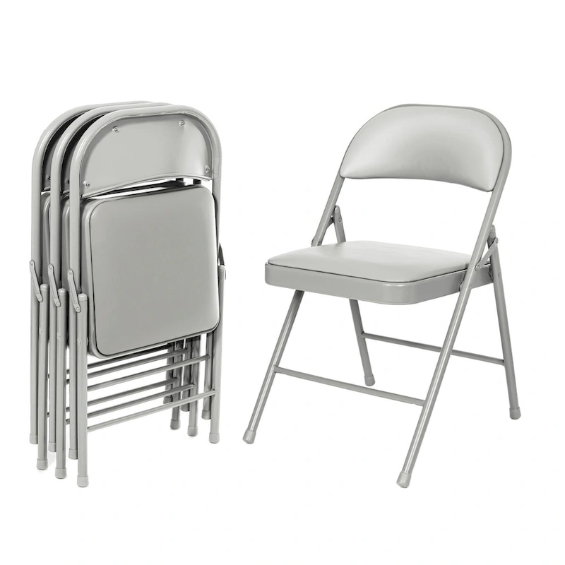 Hampden Furnishings Bernadine Basics Collection Vinyl Folding Chair, Pack of 4
