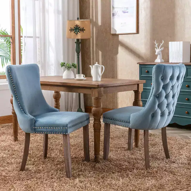 Dining Chairs Set of 2, Dining Room Chairs with High Backrest, Decorative Rivet,High Elastic Foam Cushion Kitchen Chair