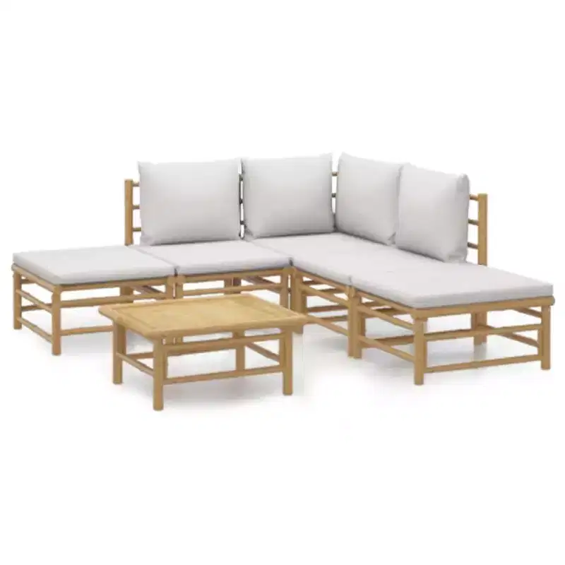 vidaXL Garden Lounge Set, Bamboo Bamboo, Fabric (100% polyester)