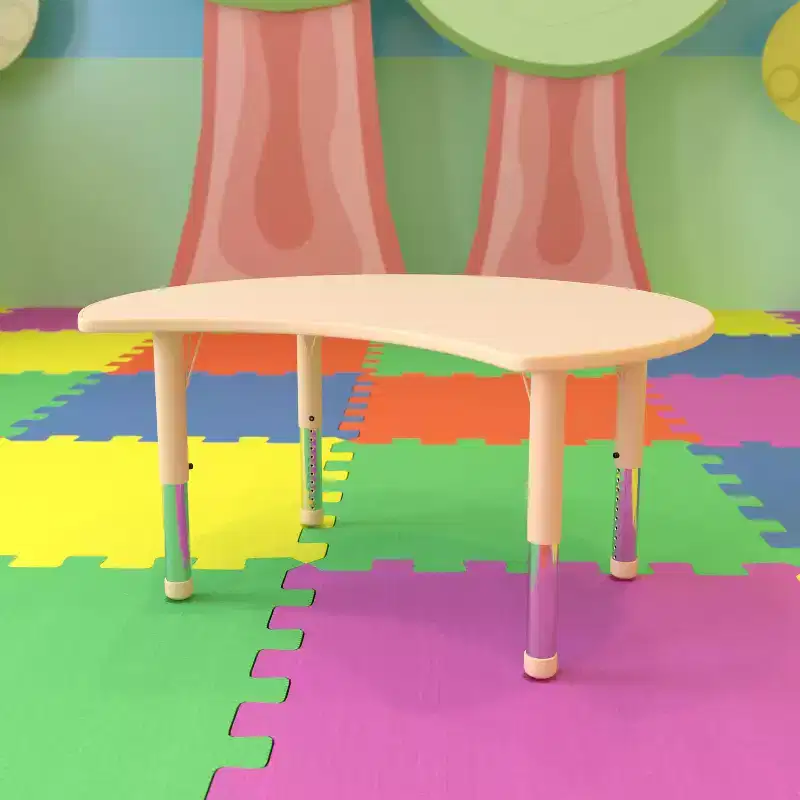 Flash Furniture 25.125W x 35.5L Crescent Natural Plastic Height Adjustable Activity Table