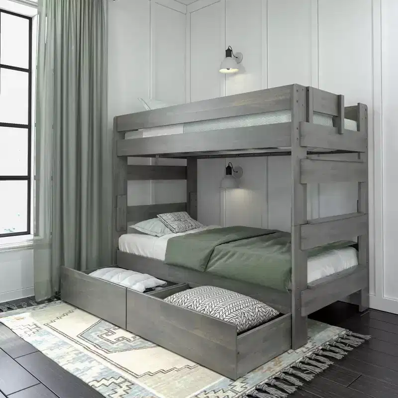 Max & Lily Solid Wood Modern Farmhouse Farmhouse Twin/Twin Bunk Bed with Storage Drawers