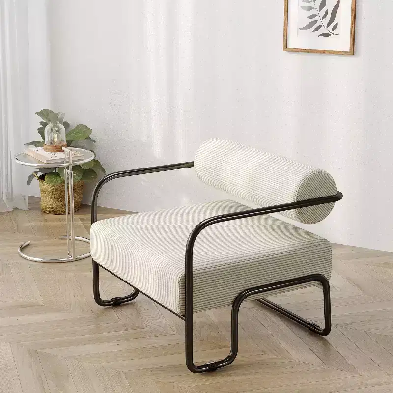 TUYOHW Corduroy Lounge Chair,Lazy Sofa Chair with Iron Frame,Integrated Backrest & Armrests,Anti-Slip Feet,Leisure Chair for Balcony,Living Room