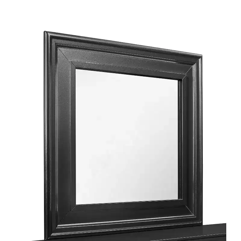 Metallic White Mirror with Sleek Frame – Glamorous Modern Bedroom Accent Mirror