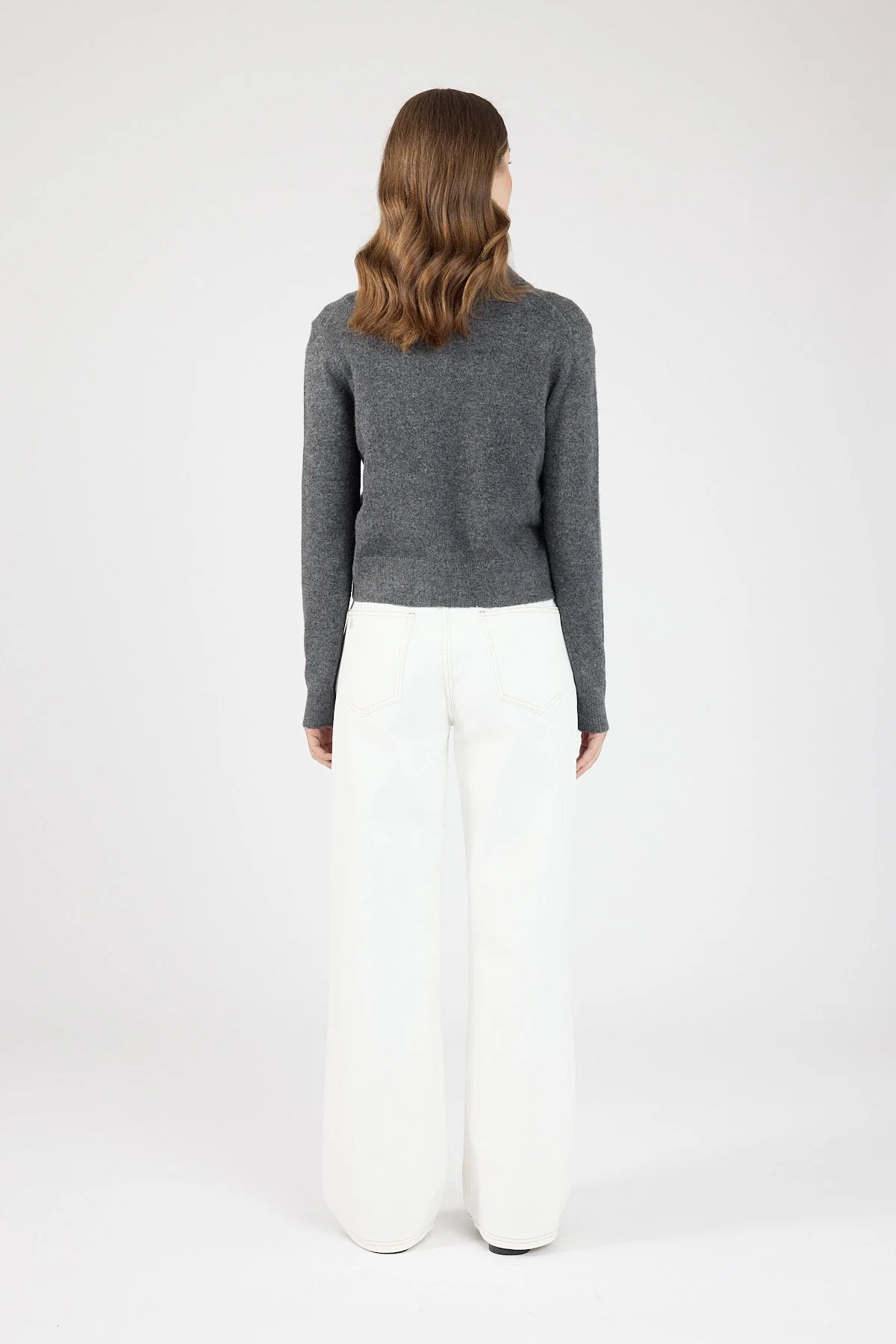 Collared Knit Cardigan Charcoal