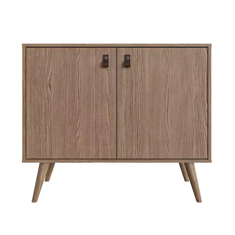 Amber Accent Faux Leather Handles Cabinet - Manhattan Comfort