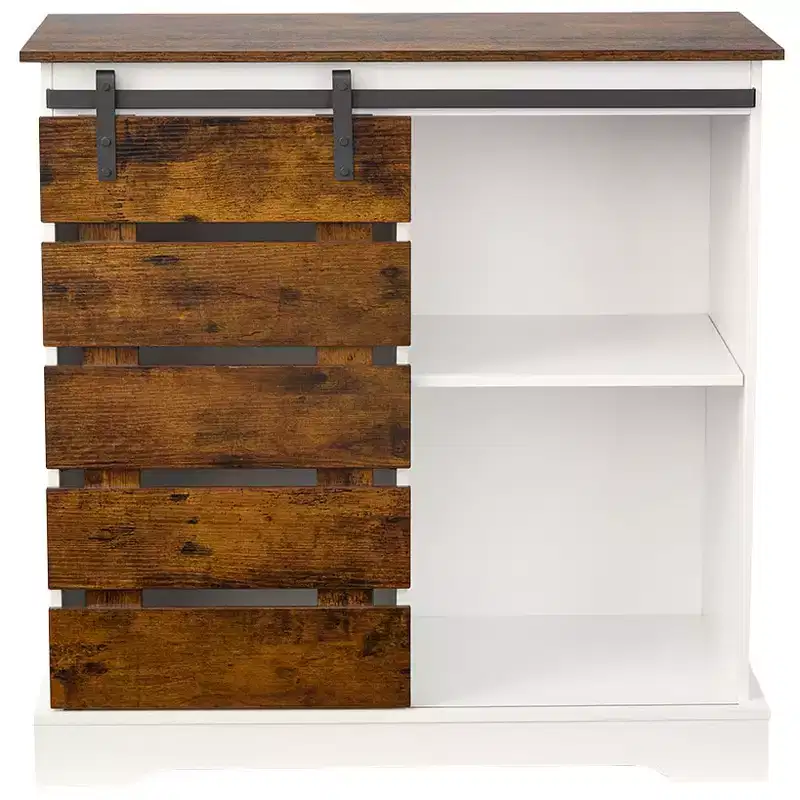 The Lakeside Collection Two Tone Slidling Door Storage Cabinet with Shelves 31.5H -