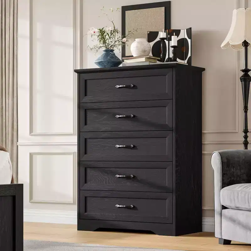 6 Drawers Dresser for Bedroom,Chest of Drawers with Wide Metal Handle,Farmhouse Modern Wooden Dresser,Natural Texture,Storage Organizer for Bedroom