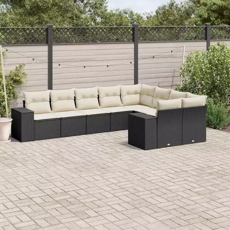 vidaXL Garden Sofa Set Black PE Rattan Large Modular Garden Sofa Set