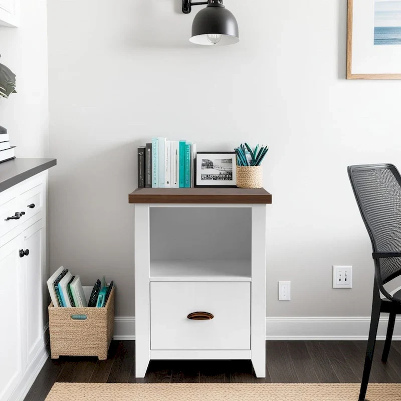 Modern Farmhouse 22 inch 1-drawer file, No Assembly Required, Two-Tone Finish