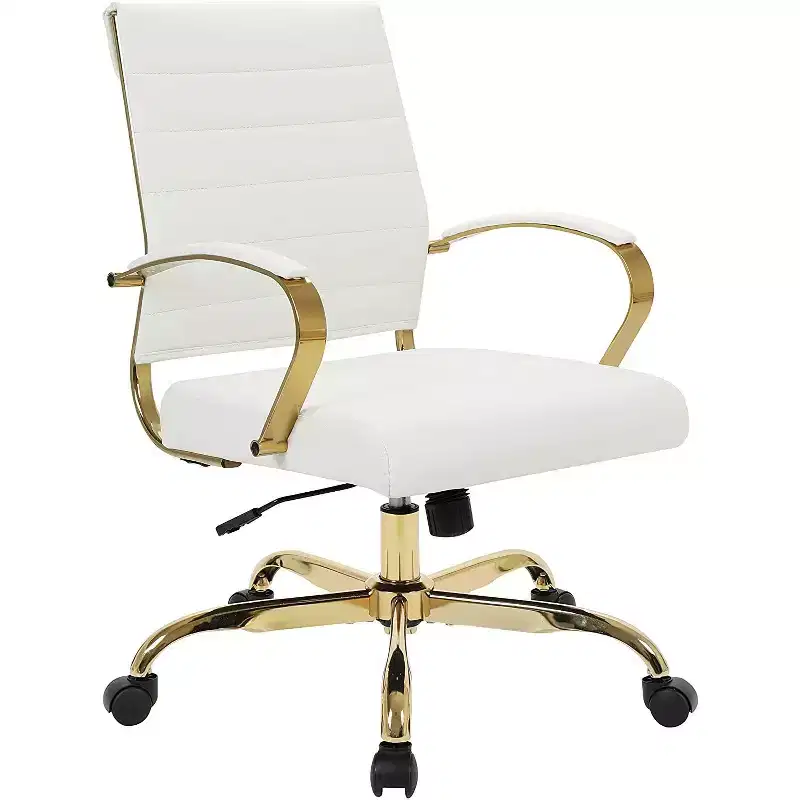23 in.H Fixed Height Beige Faux Leather Seat Material with Swivels Office Chairs