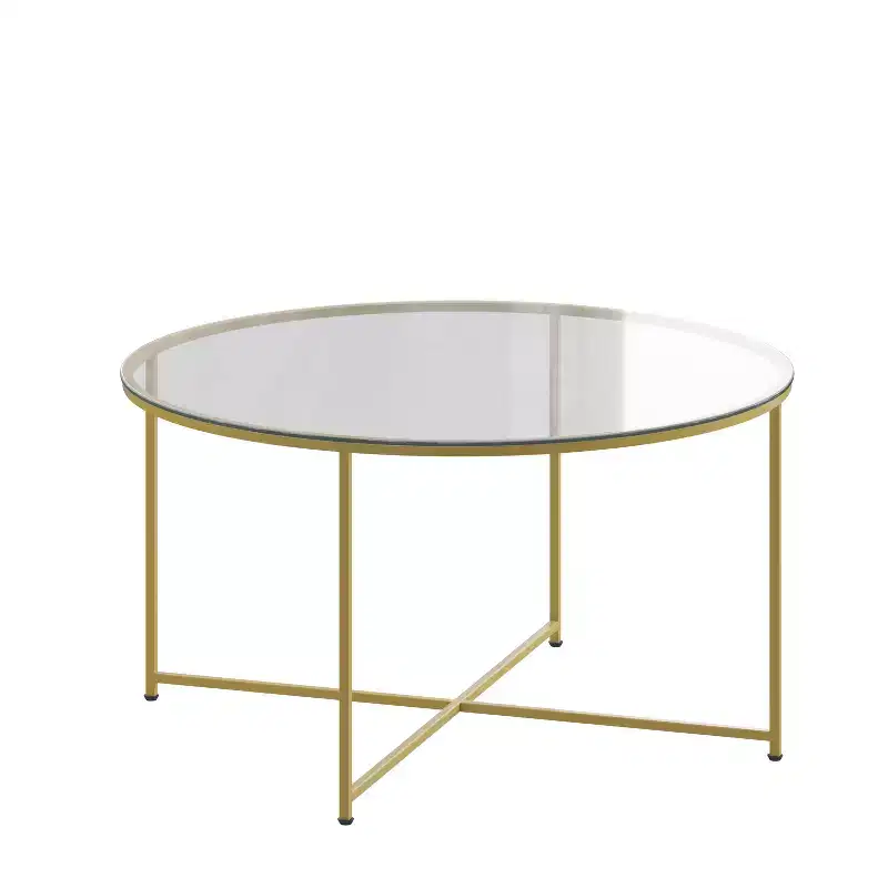 Coffee Table with Round Cross Brace Frame