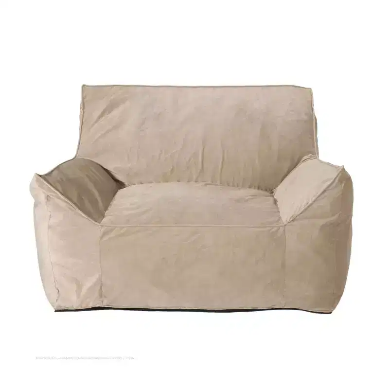 Taupe Velvet Bean Bag Chair, Soft, for Living Room & Bedroom (For VC)
