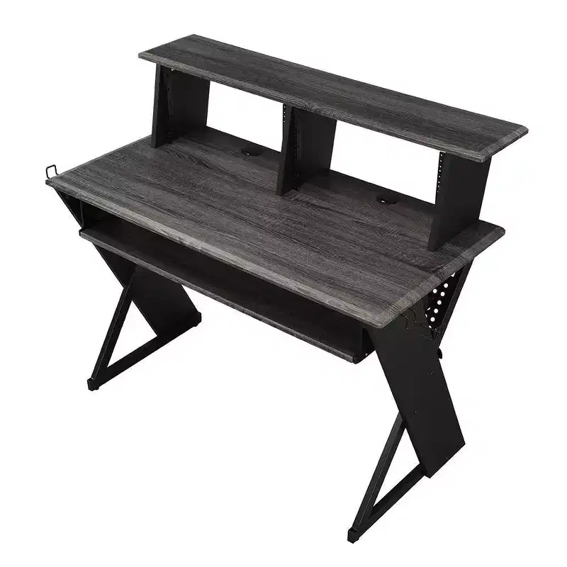 47-Inch Music Desk with Keyboard Tray, Earphone Rack and Cord Management, Black