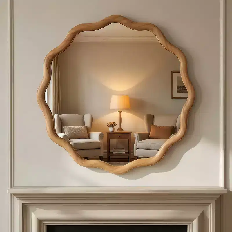 GDFStudio Arlena 24 Inch Wavy Solid Wood Frame Decorative Decorative Mirror