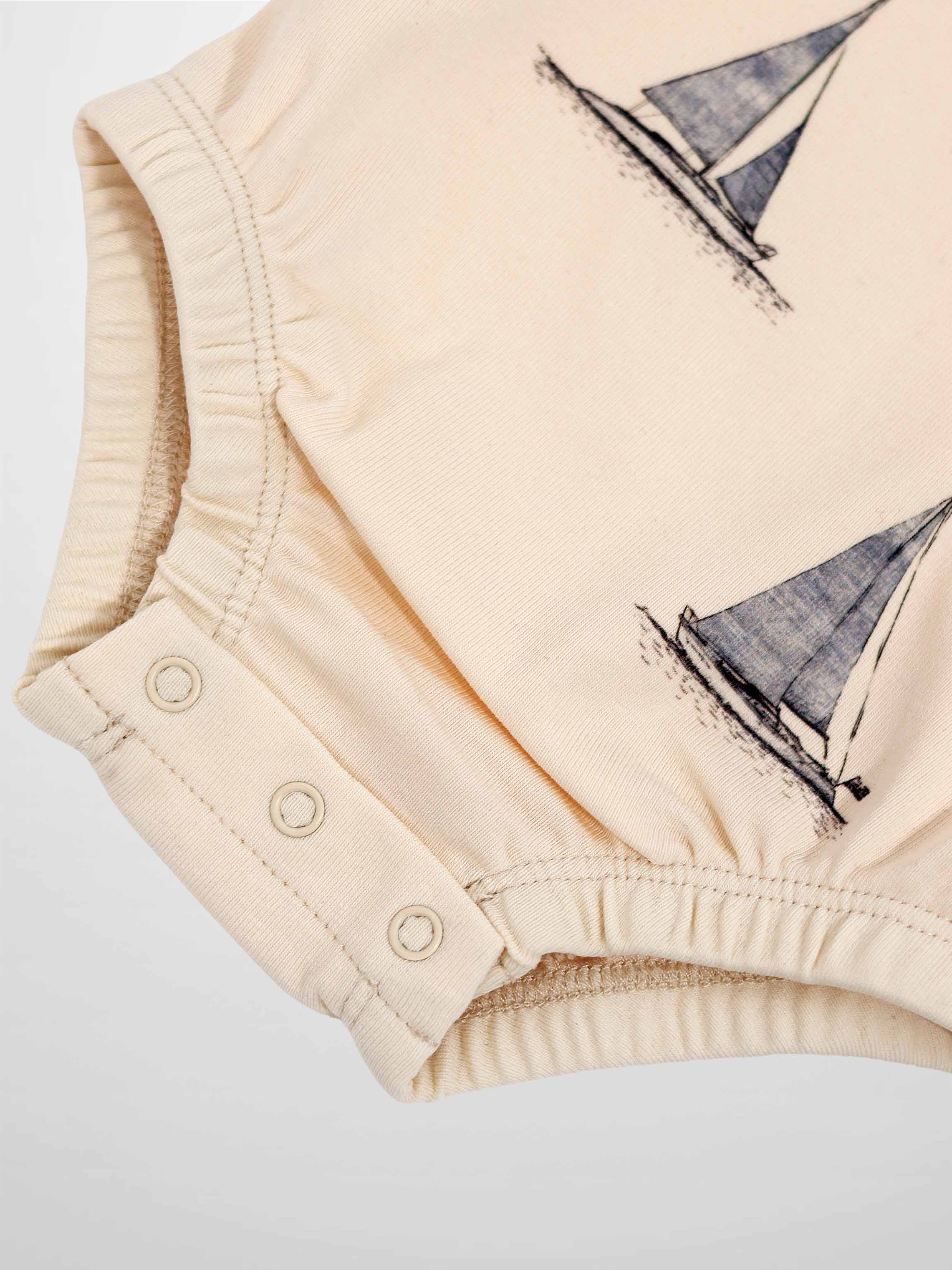 Sailboat Print Sleeveless Romper for Baby Boys